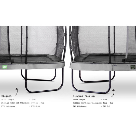 Trampolina Elegant Premium EXIT 214x366cm z siatką zabezpieczającą Deluxe - szara