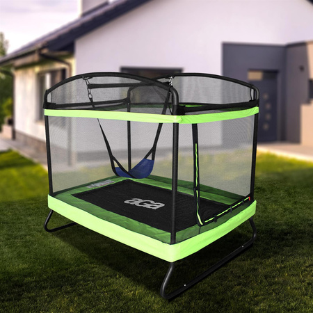 Aga Trampolina ogrodowa Prostokątna 122x183 cm Jasnozielona + siatka zabezpieczająca + huśtawka