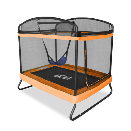 Aga Trampolina ogrodowa Prostokątna 122x183 cm Pomarańczowa + siatka zabezpieczająca + huśtawka
