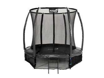 Trampolina Ogrodowa 252cm/8ft Czarna Maxy Comfort Plus Z Wewnętrzną siatką