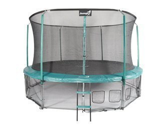 Trampolina Ogrodowa 435cm/14FT Zielona Maxy Comfort Z Wewnętrzną Siatką