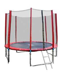 GoodJump 4UPVC 305 cm - Czerwona trampolina z siatką zabezpieczającą + drabinka