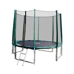 GoodJump 366 cm 4UPVC zielona - Trampolina z siatką zabezpieczającą + drabinka