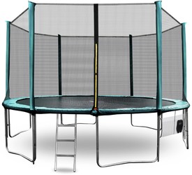 Trampolina ogrodowa aGa SPORT PRO 430cm 14ft Dark Green + DRABINKA + TORBA NA BUTY