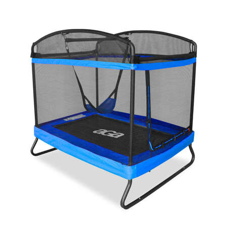 Aga Trampolina ogrodowa Prostokątna 122x183 cm Niebieska + siatka zabezpieczająca + huśtawka