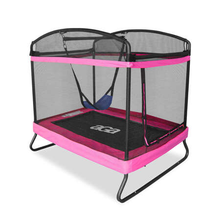 Aga Trampolina ogrodowa Prostokątna 122x183 cm Różowa + siatka zabezpieczająca + huśtawka