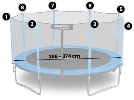 Siatka zewnętrzna do trampolin 252cm 8ft Neo-Sport