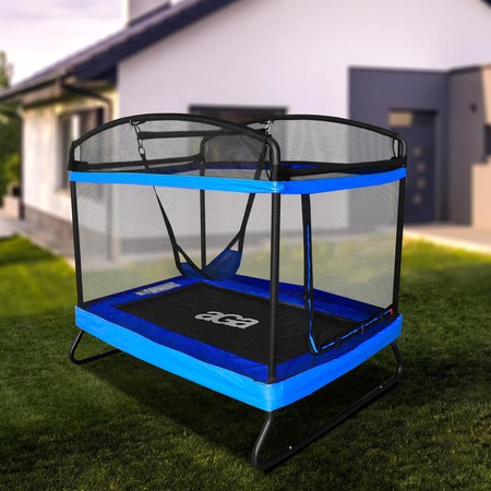 Trampolina Ogrodowa dla dzieci z siatką Prostokątna 122x183 cm + Huśtawka