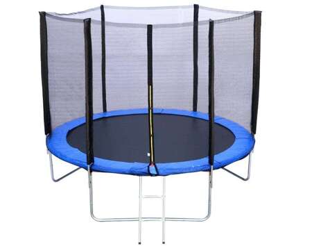 Trampolina R-SPORT 10FT 314 cm niebieska z siatką zabezpieczającą i drabinką 